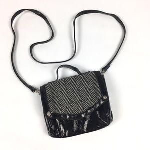 Black Shoulder Bag detachable small Clutch